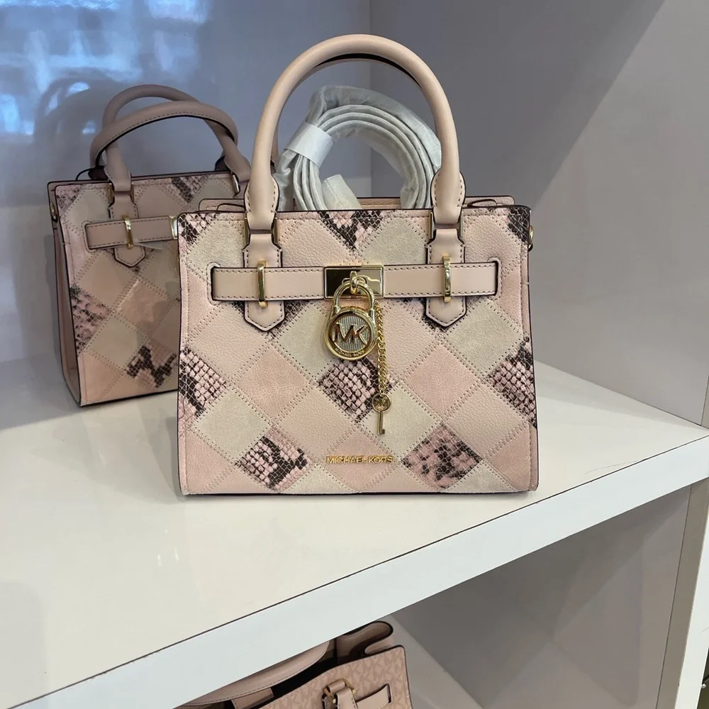 MICHAEL KORS Hamilton Sm Patchwork Snake Embossed Satchel Crossbody
Powder
NWT - Picture 15 of 16